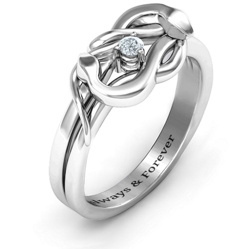 Snake Lover's Knot Ring – Sterling Silver with Cubic Zirconia