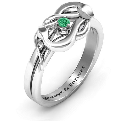 Snake Lover's Knot Ring – Sterling Silver with Emerald