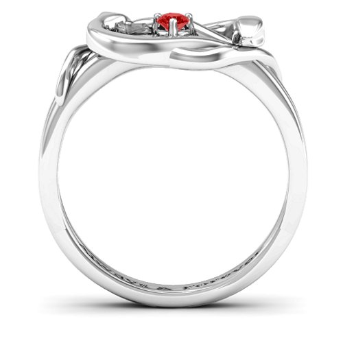 Snake Lover's Knot Ring – Sterling Silver with Garnet