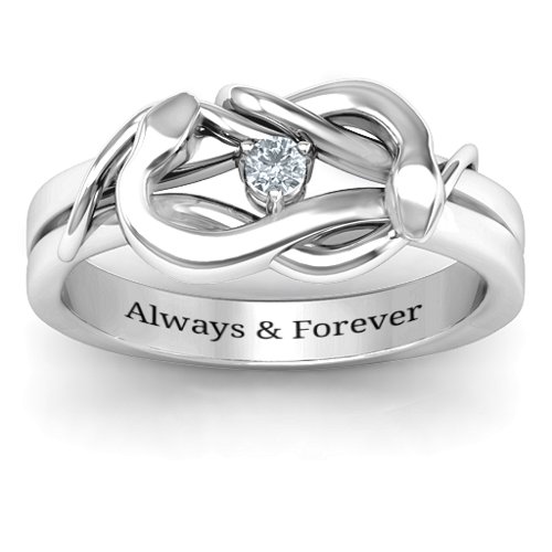 Snake Lover's Knot Ring – Sterling Silver with Cubic Zirconia