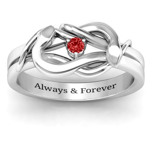 Snake Lover's Knot Ring – Sterling Silver with Garnet
