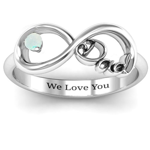 Dad Infinity Ring – Sterling Silver with Opal