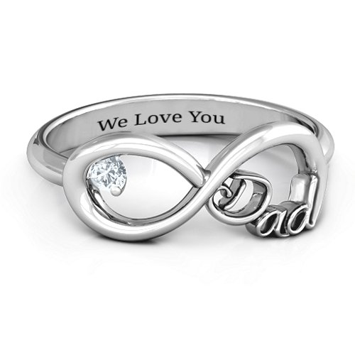 Sterling Silver Dad Infinity Ring with Cubic Zirconia Stone Jewlr