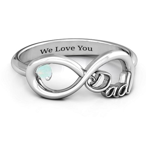 Dad Infinity Ring – Sterling Silver with Opal