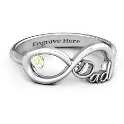 Dad Infinity Ring in 925 Sterling Silver with Peridot