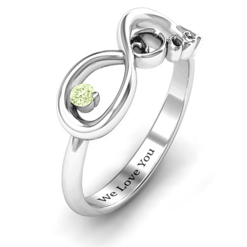 Dad Infinity Ring – Sterling Silver with Peridot