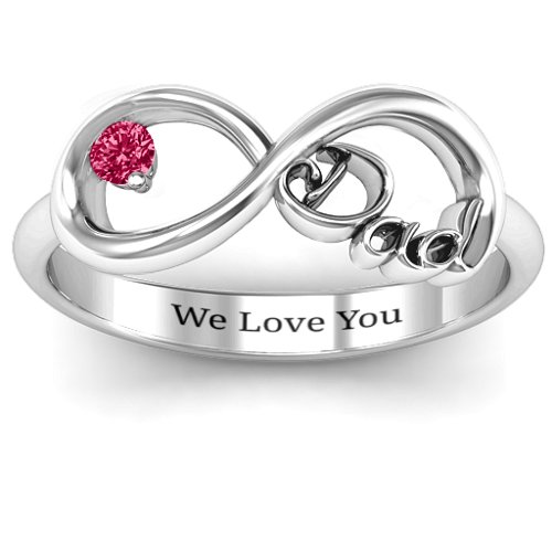 Dad Infinity Ring – Sterling Silver with Ruby