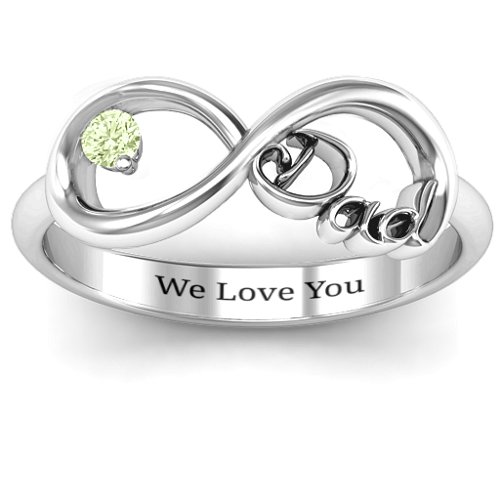 Dad Infinity Ring – Sterling Silver with Peridot