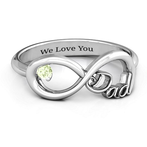 Dad Infinity Ring – Sterling Silver with Peridot