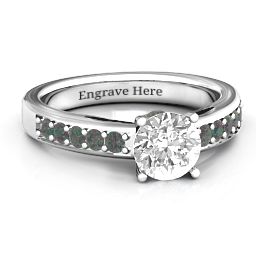 Peekaboo Ring in 925 Sterling Silver with White Premium Zirconia and Alexandrite