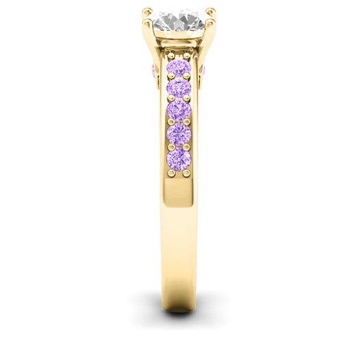 Peekaboo Ring – 10K Yellow Gold with White Premium Zirconia and Amethyst