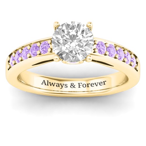 Peekaboo Ring – 10K Yellow Gold with White Premium Zirconia and Amethyst