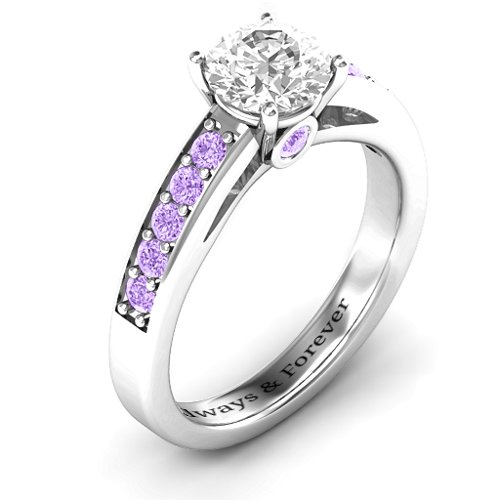 Peekaboo Ring – Sterling Silver with White Premium Zirconia and Amethyst