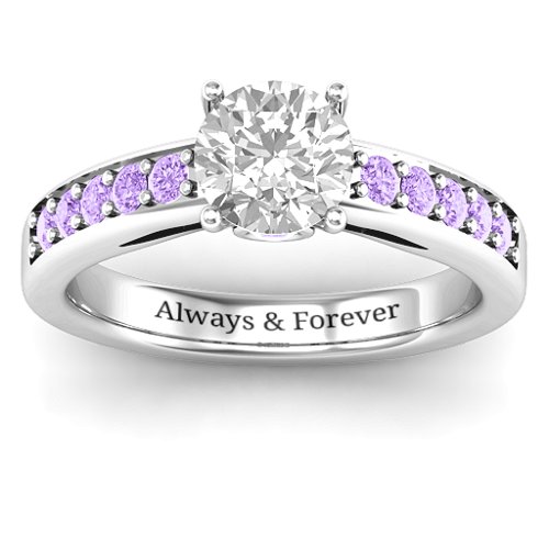 Peekaboo Ring – Sterling Silver with White Premium Zirconia and Amethyst