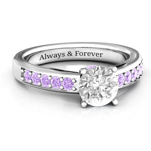 Peekaboo Ring – Sterling Silver with White Premium Zirconia and Amethyst