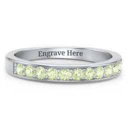 Shadow Band of Stones Ring in 925 Sterling Silver with Peridot