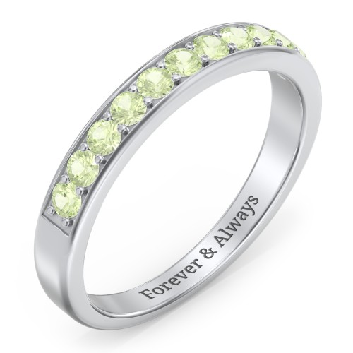 Shadow Band of Stones Ring – Sterling Silver with Peridot