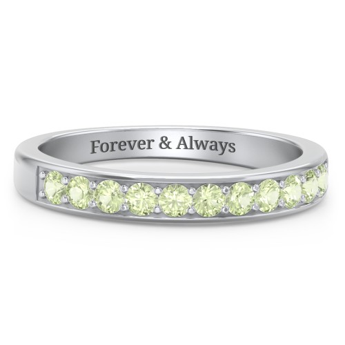 Shadow Band of Stones Ring – Sterling Silver with Peridot