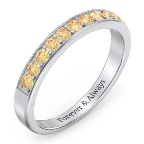 Shadow Band of Stones Ring – Sterling Silver with Citrine
