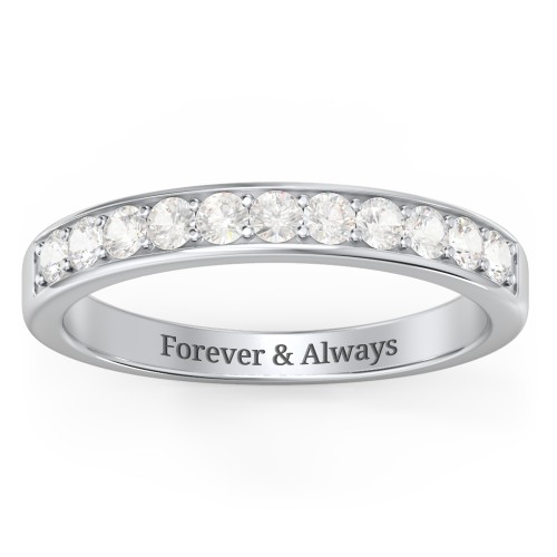 Shadow Band of Stones Ring – Sterling Silver with Cubic Zirconia
