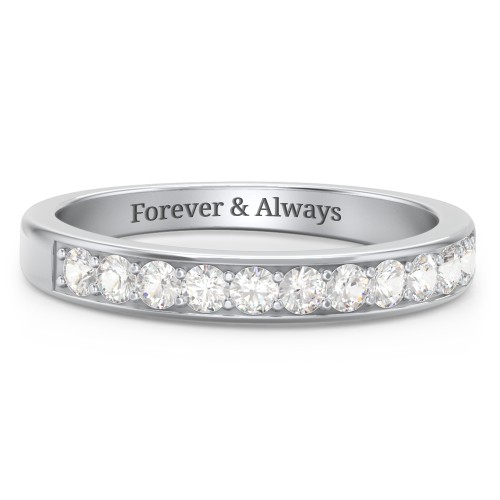 Shadow Band of Stones Ring – Sterling Silver with Cubic Zirconia