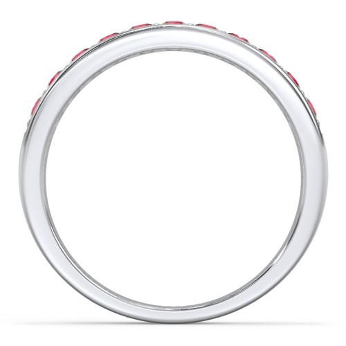 Shadow Band of Stones Ring – 10K White Gold with Garnet