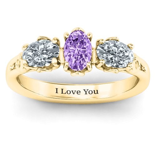 Triple Oval Stone Engagement Ring