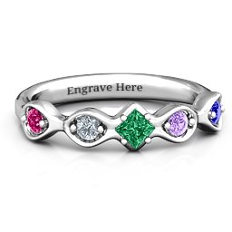 Infinite Wave with Princess Cut Centre Stone Ring