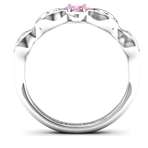 Infinite Wave with Princess Cut Centre Stone Ring – Sterling Silver with Pink Tourmaline and Cubic Zirconia
