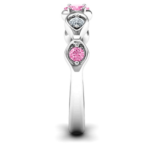 Infinite Wave with Princess Cut Centre Stone Ring – 10K White Gold with Pink Tourmaline and Cubic Zirconia