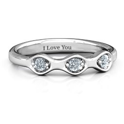 1-4 Infinite Wave Multi Stone Ring in 925 Sterling Silver with Cubic Zirconia and Amethyst