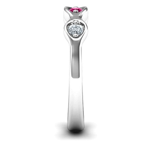 1-4 Infinite Wave Multi Stone Ring – Sterling Silver with Cubic Zirconia and Ruby