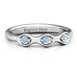1-4 Infinite Wave Multi Stone Ring in 925 Sterling Silver with Aquamarine and Amethyst