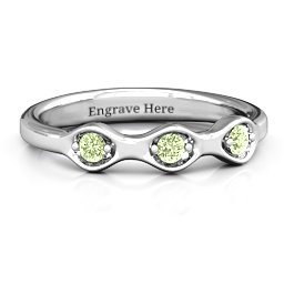 1-4 Infinite Wave Multi Stone Ring in 925 Sterling Silver with Peridot and Amethyst