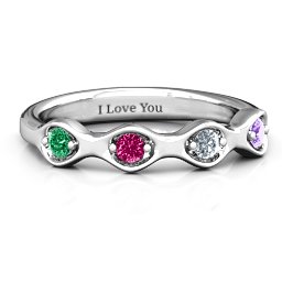 1-4 Infinite Wave Multi Stone Ring in 925 Sterling Silver with Emerald, Ruby, Cubic Zirconia, and Amethyst