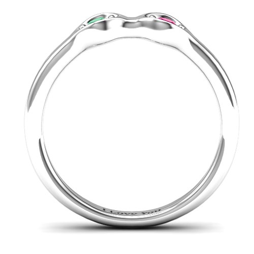 1-4 Infinite Wave Multi Stone Ring – Sterling Silver with Emerald and Ruby