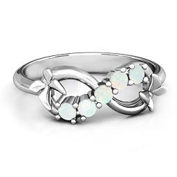 5 Stone Infinity with Soaring Butterflies