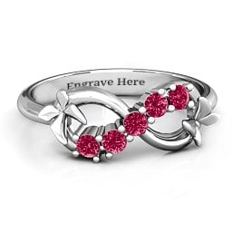 5 Stone Infinity with Soaring Butterflies