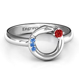 Ouroboros Snake Ring in 10K Solid White Gold with Garnet and Fancy Blue Premium Zirconia