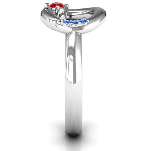 Ouroboros Snake Ring – 10K White Gold with Garnet and Fancy Blue Premium Zirconia