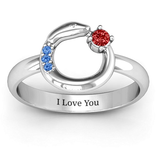 Ouroboros Snake Ring – 10K White Gold with Garnet and Fancy Blue Premium Zirconia