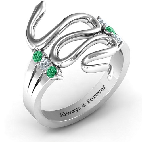 Zig Zag Snake Ring
Snake Ring with Birthstone – Sterling Silver with Emerald and Cubic Zirconia