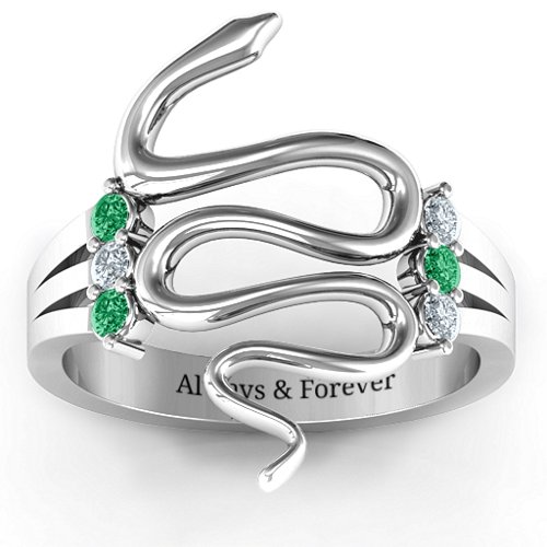 Zig Zag Snake Ring
Snake Ring with Birthstone – Sterling Silver with Emerald and Cubic Zirconia