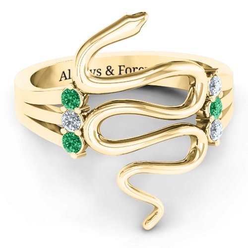 Zig Zag Snake Ring
Snake Ring with Birthstone – 10K Yellow Gold with Emerald and Cubic Zirconia