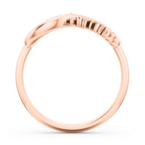 Family Infinite Love with Stones Ring – 10K Rose Gold with Cubic Zirconia and Amethyst