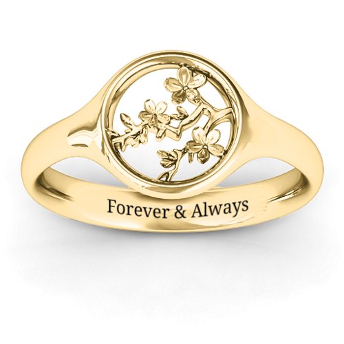 Full Circle Cherry Blossom Ring – 10K Yellow Gold