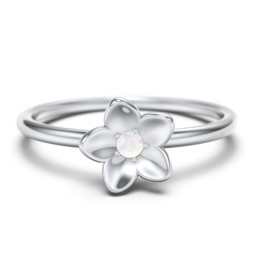 Stacking Flower RIng in 925 Sterling Silver with Opal