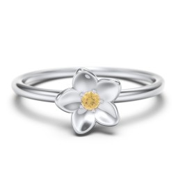 Stacking Flower RIng in 925 Sterling Silver with Citrine