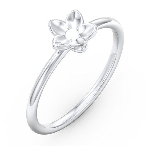 Stacking Flower RIng – Sterling Silver with Peridot