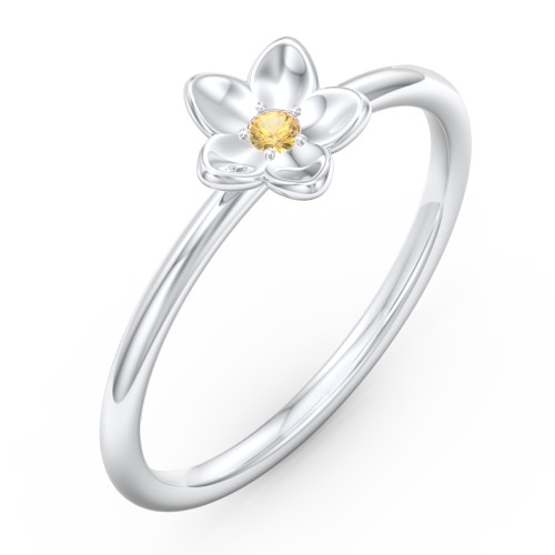 Stacking Flower RIng – Sterling Silver with Citrine